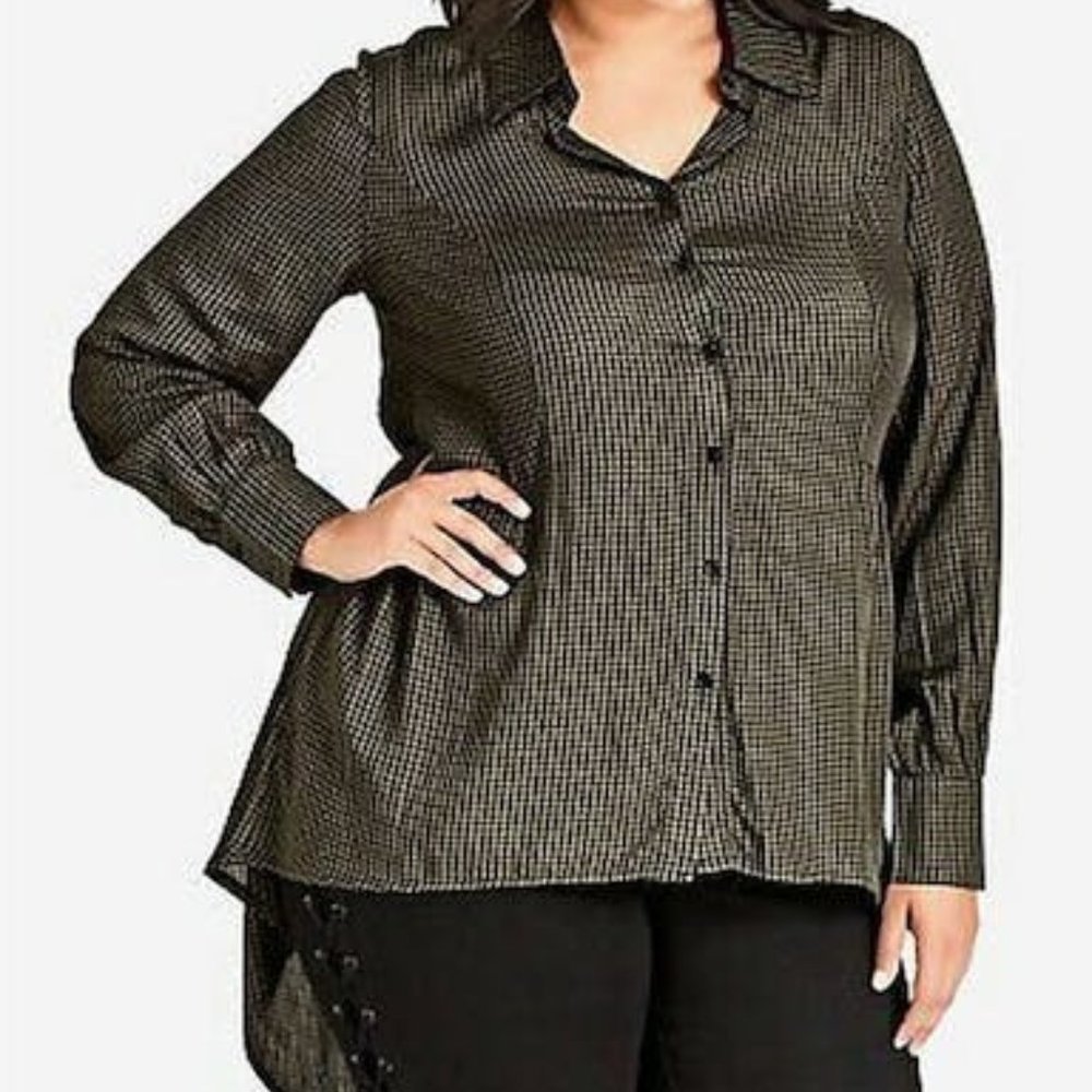 CITY Chic Plus Size Autumn Spell Button-Up Top Size 16 - Picture 3 of 3